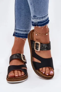 Lekkie Klapki Damskie Z Klamrą Inblu GS000055 Czarne