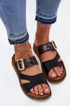 Lekkie Klapki Damskie Z Klamrą Inblu GS000055 Czarne