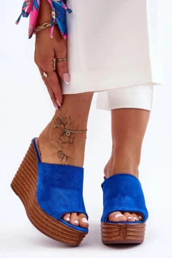 Lekkie Klapki Na Masywnej Platformie Niebieskie Good Vibe