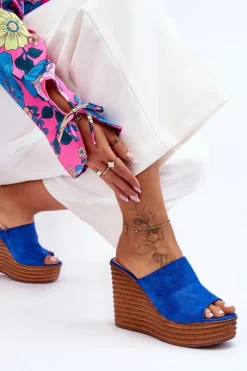 Lekkie Klapki Na Masywnej Platformie Niebieskie Good Vibe