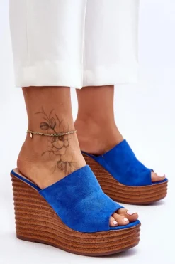 Lekkie Klapki Na Masywnej Platformie Niebieskie Good Vibe