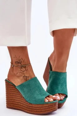 Lekkie Klapki Na Masywnej Platformie Zielone Good Vibe