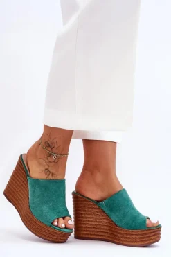 Lekkie Klapki Na Masywnej Platformie Zielone Good Vibe