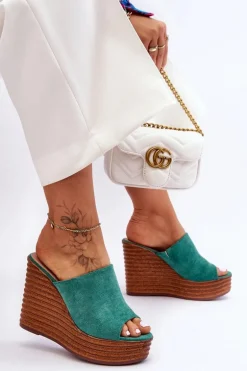 Lekkie Klapki Na Masywnej Platformie Zielone Good Vibe