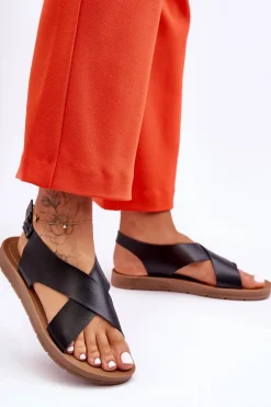 Lekkie Klasyczne Sandały Damskie Czarne Lenny