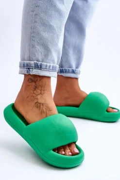 Lekkie Piankowe Damskie Klapki Na Platformie Zielone Milton