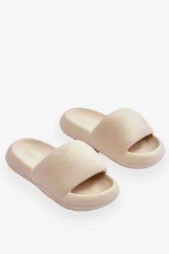 Lekkie Piankowe Damskie Klapki Na Platformie Beżowe Milton