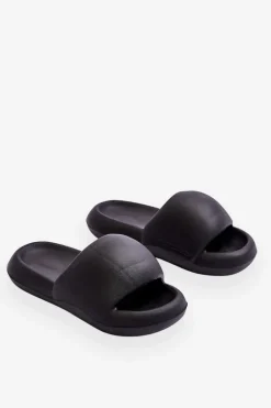 Lekkie Piankowe Damskie Klapki Na Platformie Czarne Milton