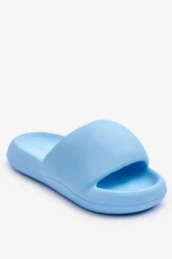 Lekkie Piankowe Damskie Klapki Na Platformie Niebieskie Milton