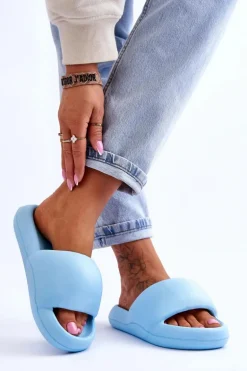 Lekkie Piankowe Damskie Klapki Na Platformie Niebieskie Milton
