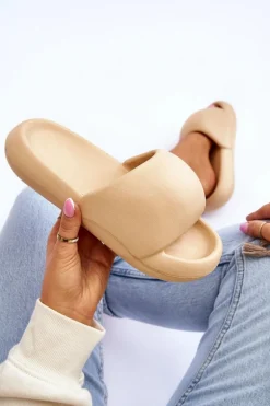 Lekkie Piankowe Damskie Klapki Na Platformie Khaki Milton