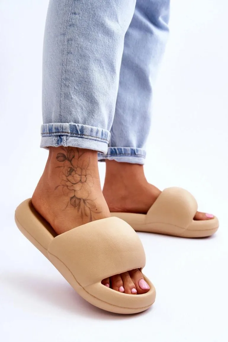 Lekkie Piankowe Damskie Klapki Na Platformie Khaki Milton