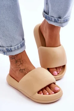 Lekkie Piankowe Damskie Klapki Na Platformie Khaki Milton