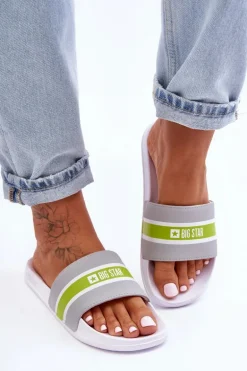 Lekkie Piankowe Klapki Big Star JJ274647 Biało-Szare