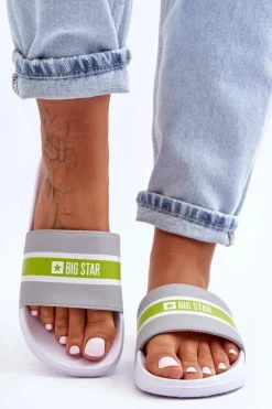 Lekkie Piankowe Klapki Big Star JJ274647 Biało-Szare