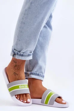 Lekkie Piankowe Klapki Big Star JJ274647 Biało-Szare