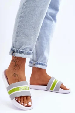 Lekkie Piankowe Klapki Big Star JJ274647 Biało-Szare