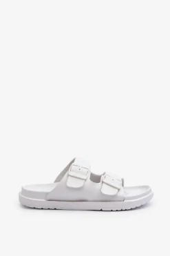 Lekkie Piankowe Klapki Damskie Z Klamrami Big Star NN274A751 Białe