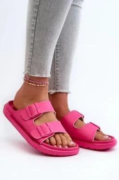 Lekkie Piankowe Klapki Damskie Z Klamrami Big Star NN274A754 Fuksja