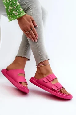 Lekkie Piankowe Klapki Damskie Z Klamrami Big Star NN274A754 Fuksja