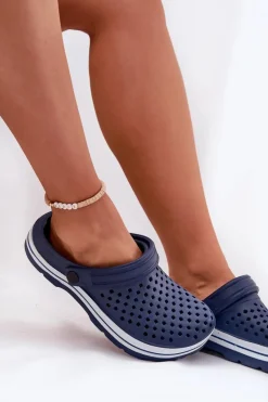 Lekkie Piankowe Klapki Damskie Granatowe Ardanica