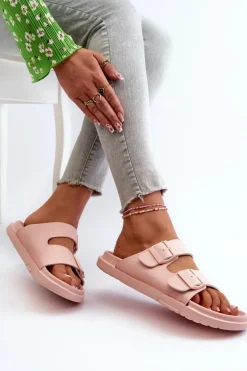 Lekkie Piankowe Klapki Damskie Z Klamrami Big Star NN274A753 Różowe