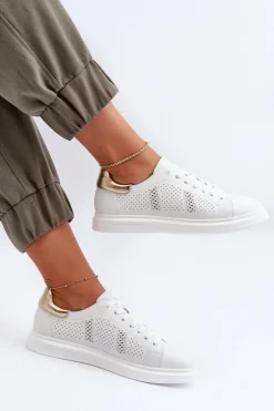 Lekkie Skórzane Trampki Damskie Białe S.Barski LR760