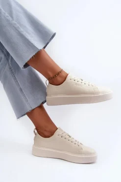 Lekkie Sneakersy Damskie Big Star NN274321 Memory Foam System Beżowe