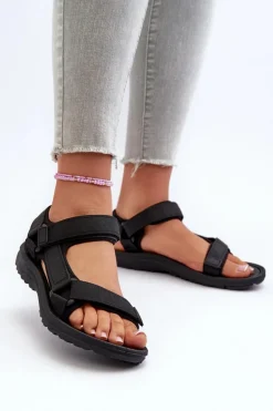 Lekkie Sportowe Sandały Damskie Czarne Lumeria