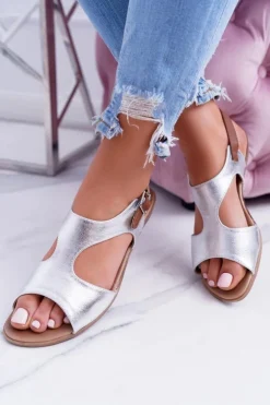 Lekkie Srebrne Sandałki Kongito