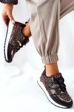 Logowane Sportowe Buty Sneakersy Czarno-Brązowe Always