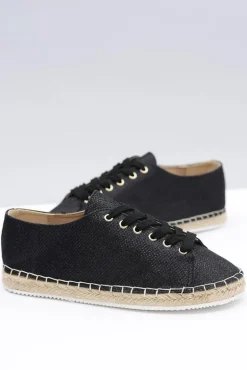 Lu Boo | Czarne Brokatowe Lniane Espadryle Fairy