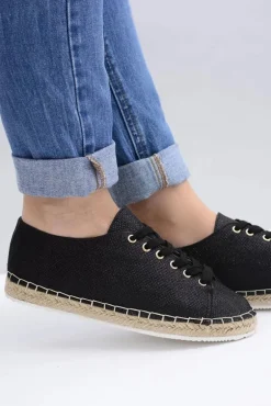 Lu Boo | Czarne Brokatowe Lniane Espadryle Fairy