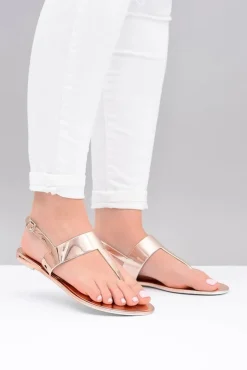 Lu Boo | Lustrzane Sandały Złoty Róż Japonki II-GAT Nora