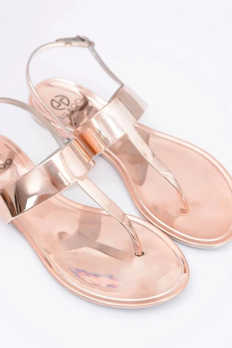 Lu Boo | Lustrzane Sandały Złoty Róż Japonki II-GAT Nora