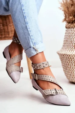 Lu Boo Baleriny W Szpic Paski Nity Szare Esteria