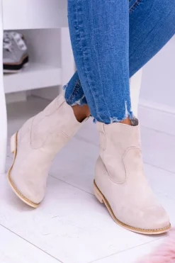 Lu Boo Beżowe Wsuwane Botki Za Kostkę Trinity