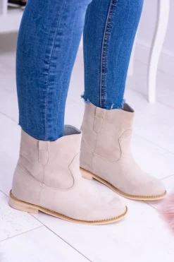 Lu Boo Beżowe Wsuwane Botki Za Kostkę Trinity