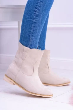 Lu Boo Beżowe Wsuwane Botki Za Kostkę Trinity