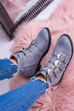 Lu Boo Ciemnoszare Botki Virginia Rock Star Nity Klamry Zamsz