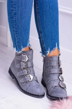 Lu Boo Ciemnoszare Botki Virginia Rock Star Nity Klamry Zamsz