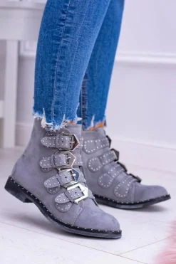 Lu Boo Ciemnoszare Botki Virginia Rock Star Nity Klamry Zamsz