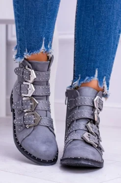 Lu Boo Ciemnoszare Botki Virginia Rock Star Nity Klamry Zamsz