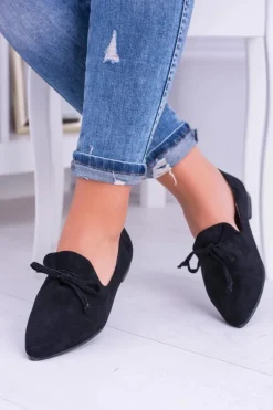 Lu Boo Czarne Baleriny W Szpic Lordsy Zamsz Feliciano