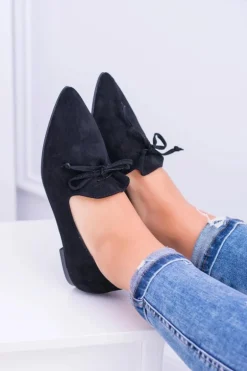 Lu Boo Czarne Baleriny W Szpic Lordsy Zamsz Feliciano