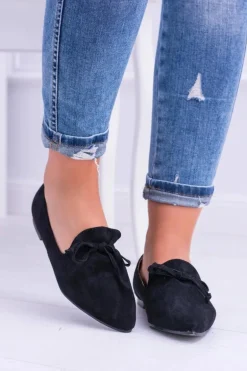 Lu Boo Czarne Baleriny W Szpic Lordsy Zamsz Feliciano