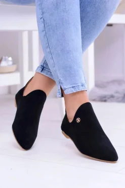 Lu Boo Czarne Botki Z Wycięciami Zamek Chelsea