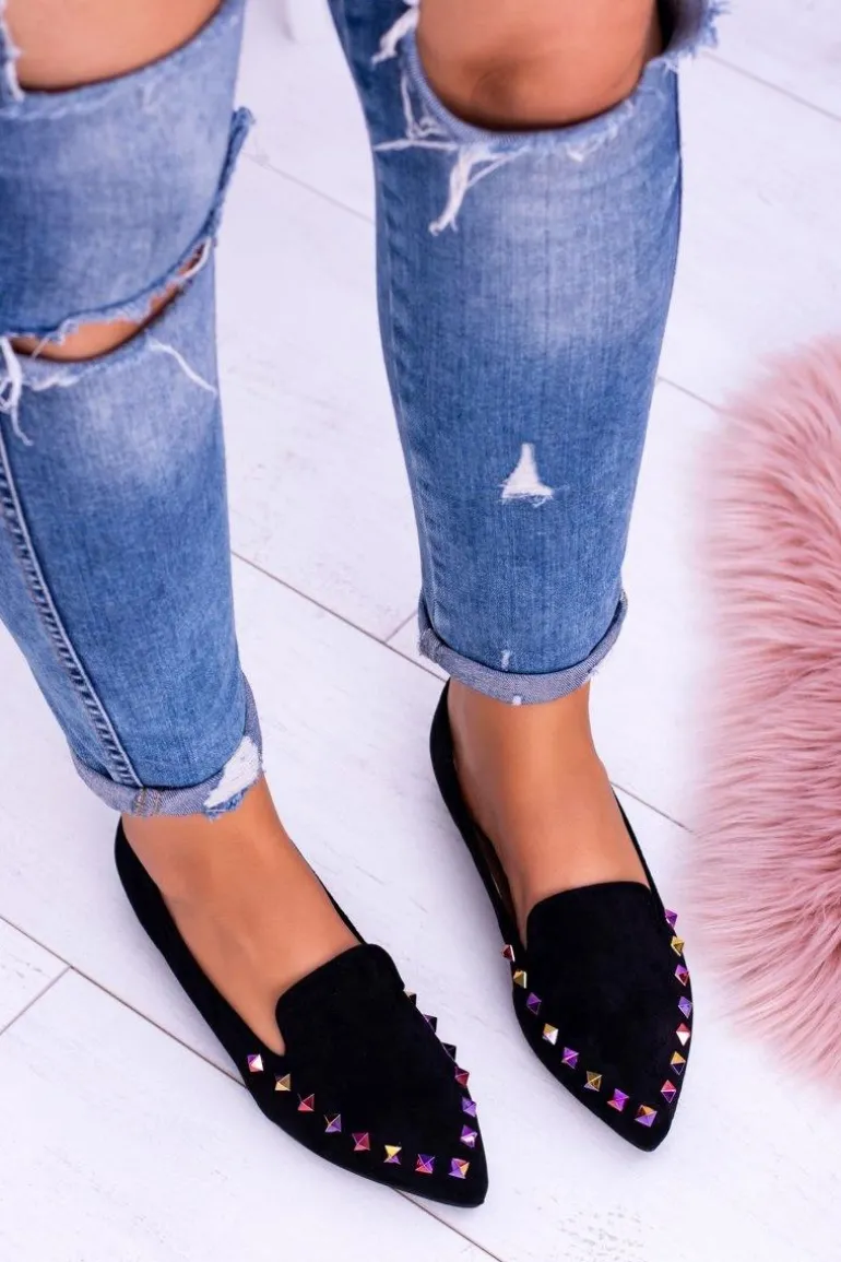 Lu Boo Czarne Lordsy Opalizujące Dżety Zamsz Spike