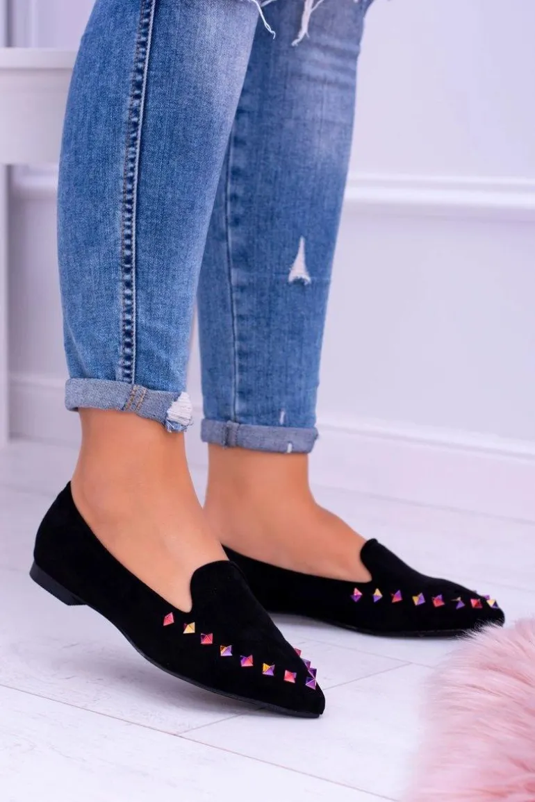 Lu Boo Czarne Lordsy Opalizujące Dżety Zamsz Spike