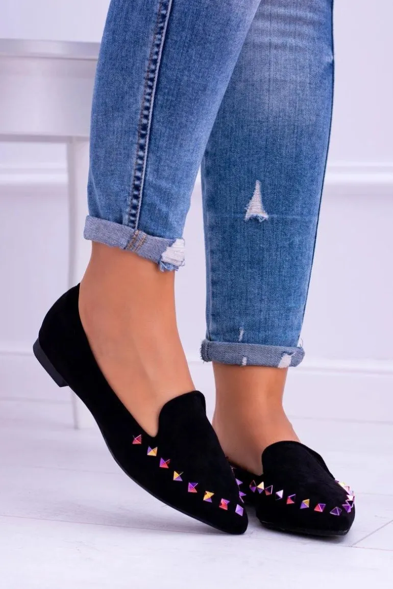 Lu Boo Czarne Lordsy Opalizujące Dżety Zamsz Spike